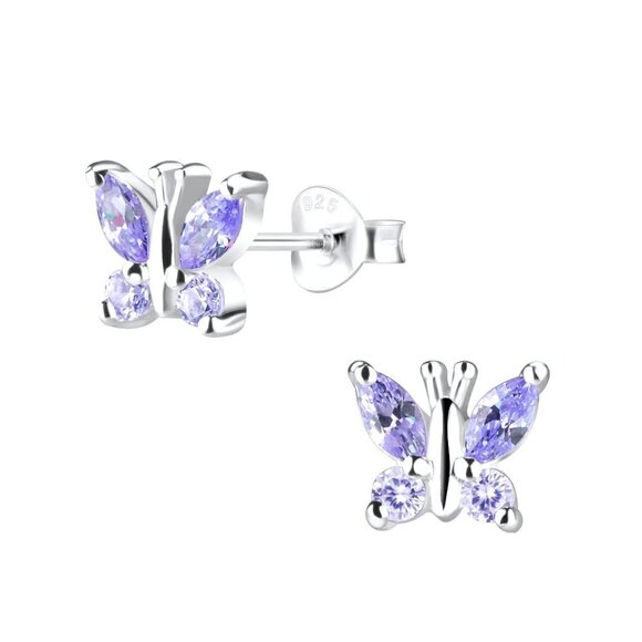 Silver Butterfly Stud Earrings - Picture 1 of 3